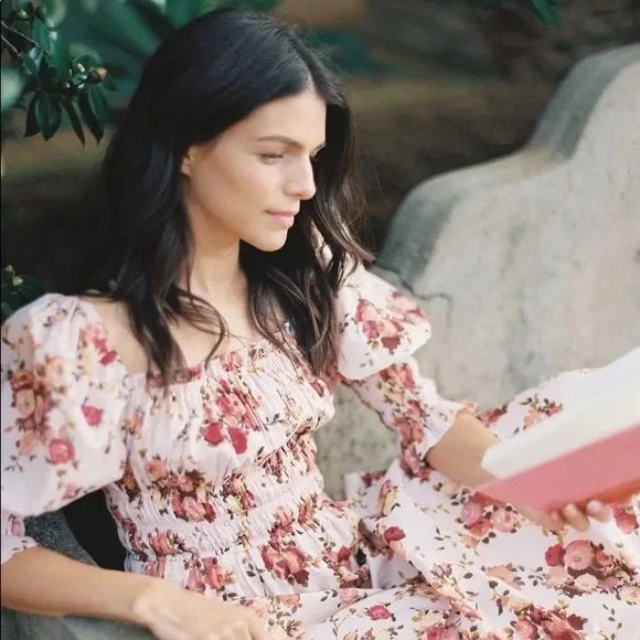 bailey dress in pink floral Bailey Floral Printed Midi Dress Missy's Boutique